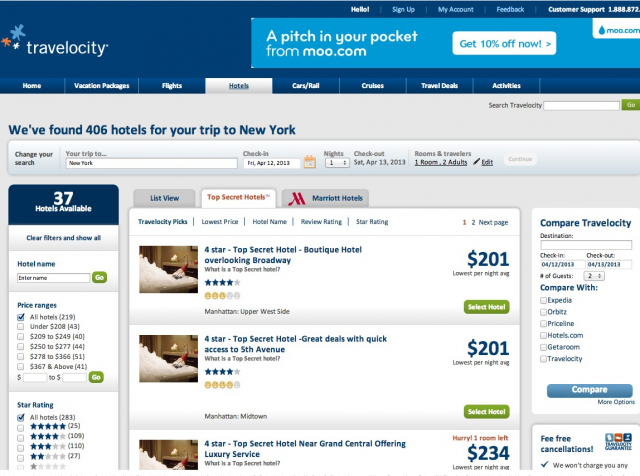 Best Hotel Booking Sites Compared Travelocity Screenshot