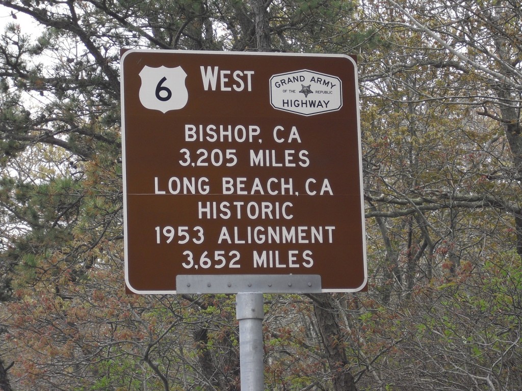 Historic US Route 6 sign in Provincetown MA