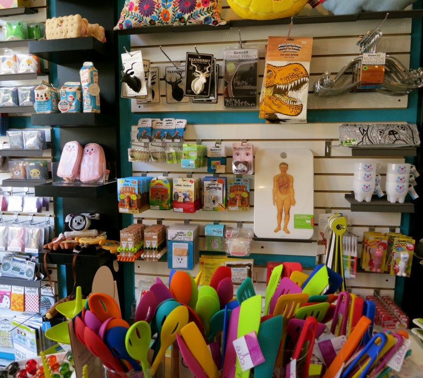Displays of fun plastic products at Dream in Plastic, Beacon NY
