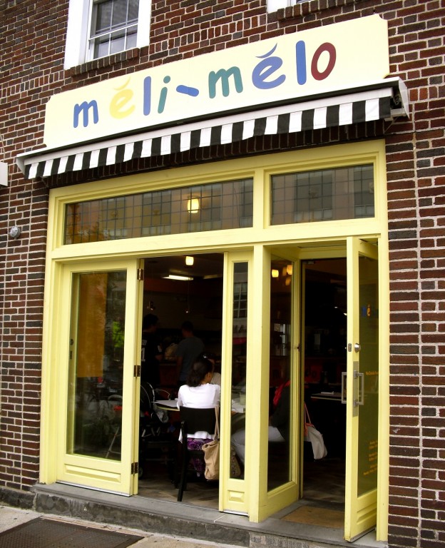 Exterior shot of the circus-colored Meli-Melo-Greenwich-CT