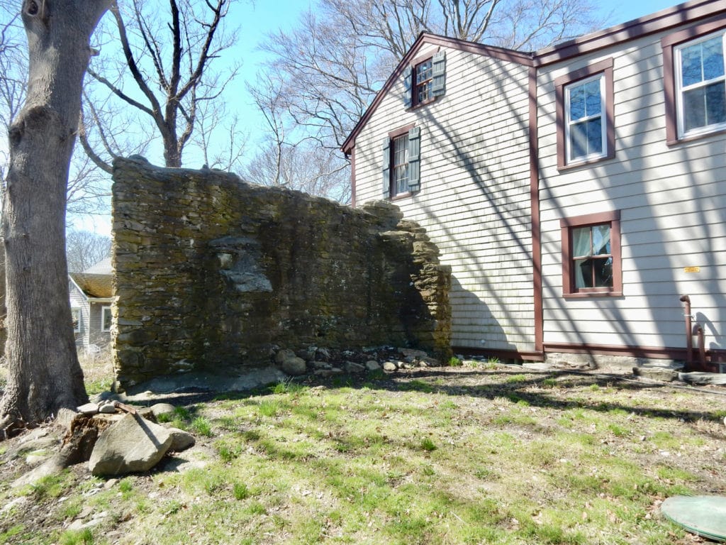 Ruins of 1676 Fireplace behind Bates Home Fairhaven MA