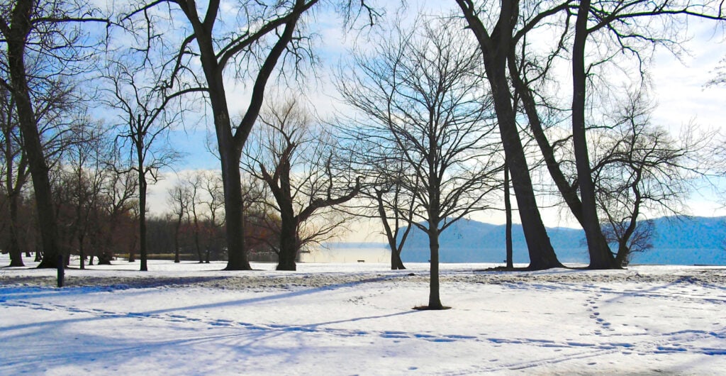 Croton Point Park on Hudson River Winter NY