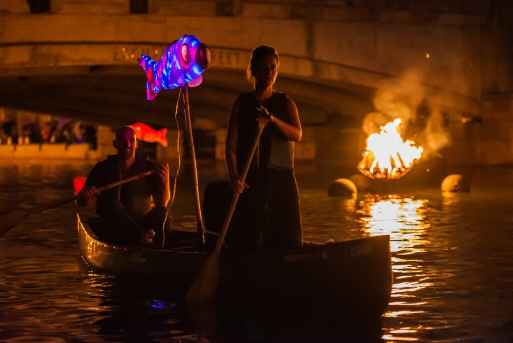 Gondola trip during WaterFire Festival Providence RI