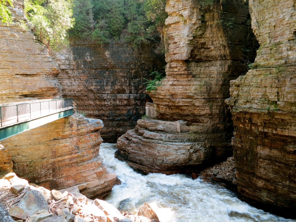 Through the whitewater chasm, one of the scenic wonders of New York . Ausable Chasm, NY