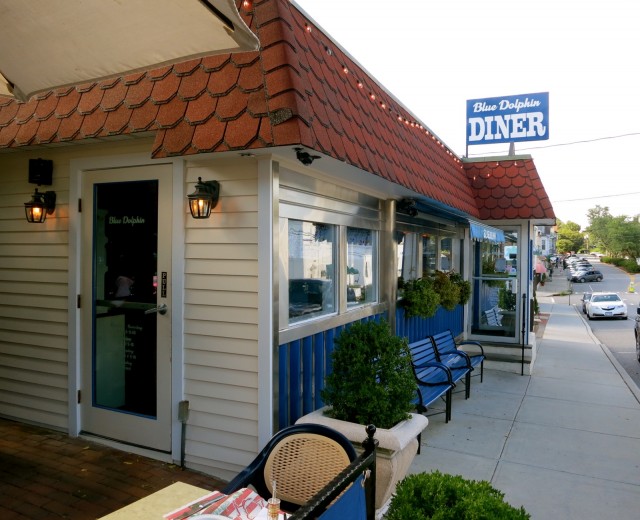 Exterior of cute "Capri-Cuisine" cafe - Blue Dolphin Diner in Katonah NY