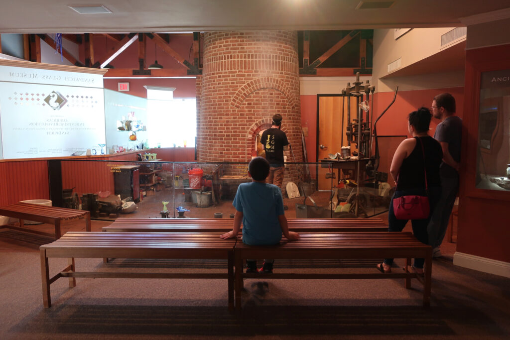 Observing glass blowing at Sandwich Glass Museum MA