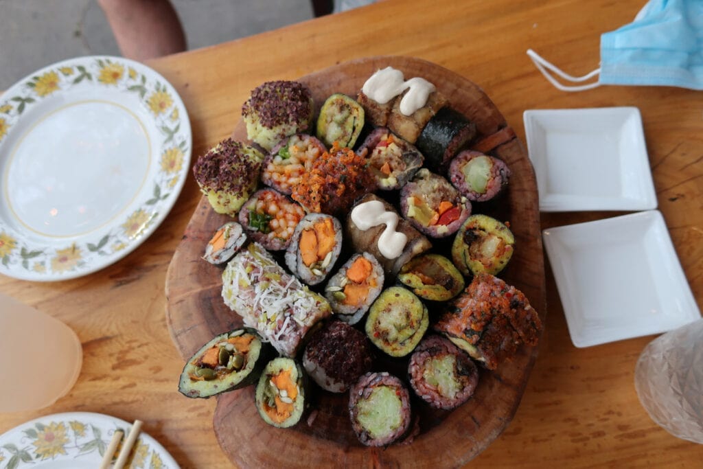 Plant based sushi platter Miya's New Haven CT