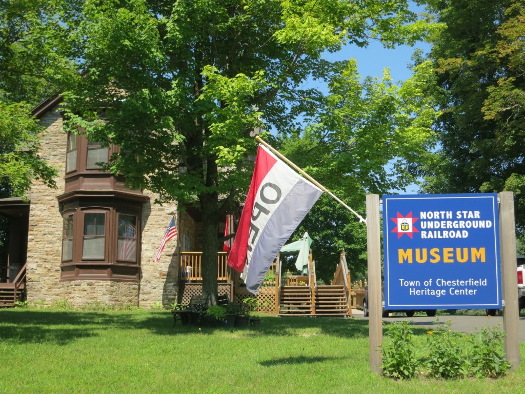Exterior of small museum that tells the story of one runaway slave and his deliverance. North Star Underground Railroad Museum. Adirondacks