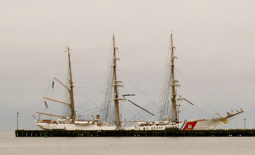 Barque Eagle - US Coast Guard Training Tall Ship - in New London CT mist