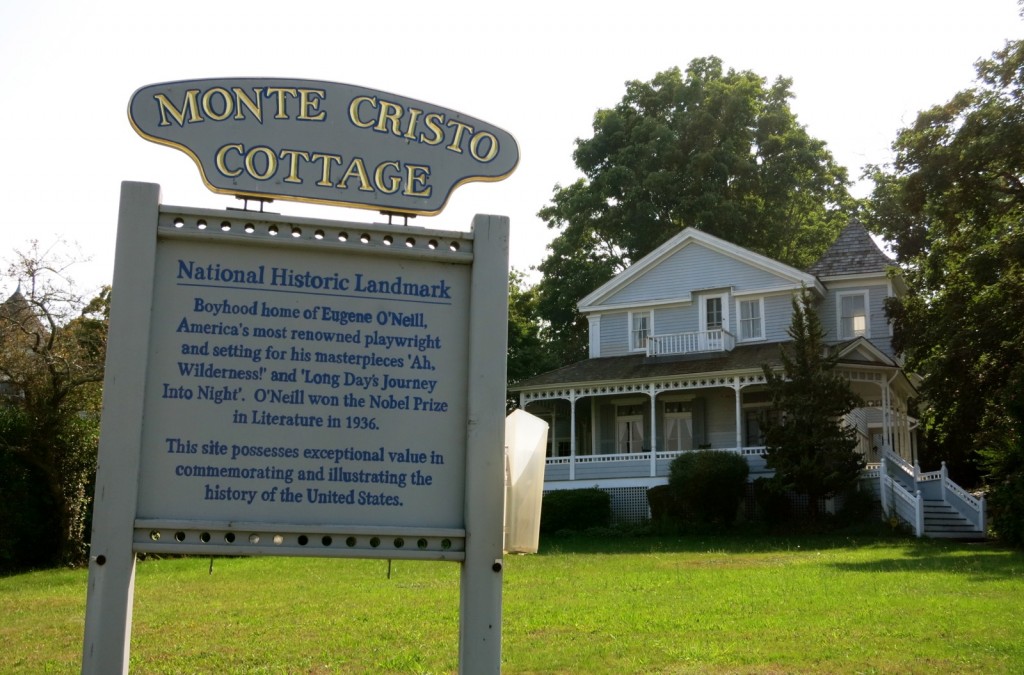 Exterior shot of Eugene O'Neills boyhood summer home, across from Thames River - New London CT