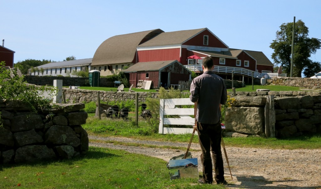 Ashlawn Farm Coffee - Artist captures barn on canvas - Old Lyme CT