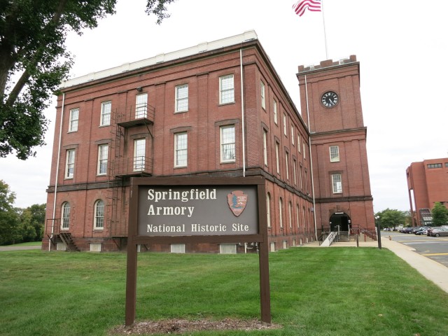 Exterior shot of former Arsenal Storage building at Springfield Armory National Historic Site, Springfield MA