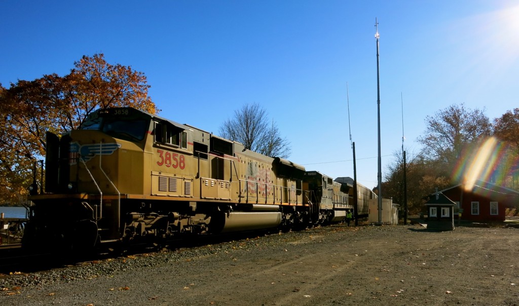 Union Pacific Freight Train at Historic Milton, NY Train Station