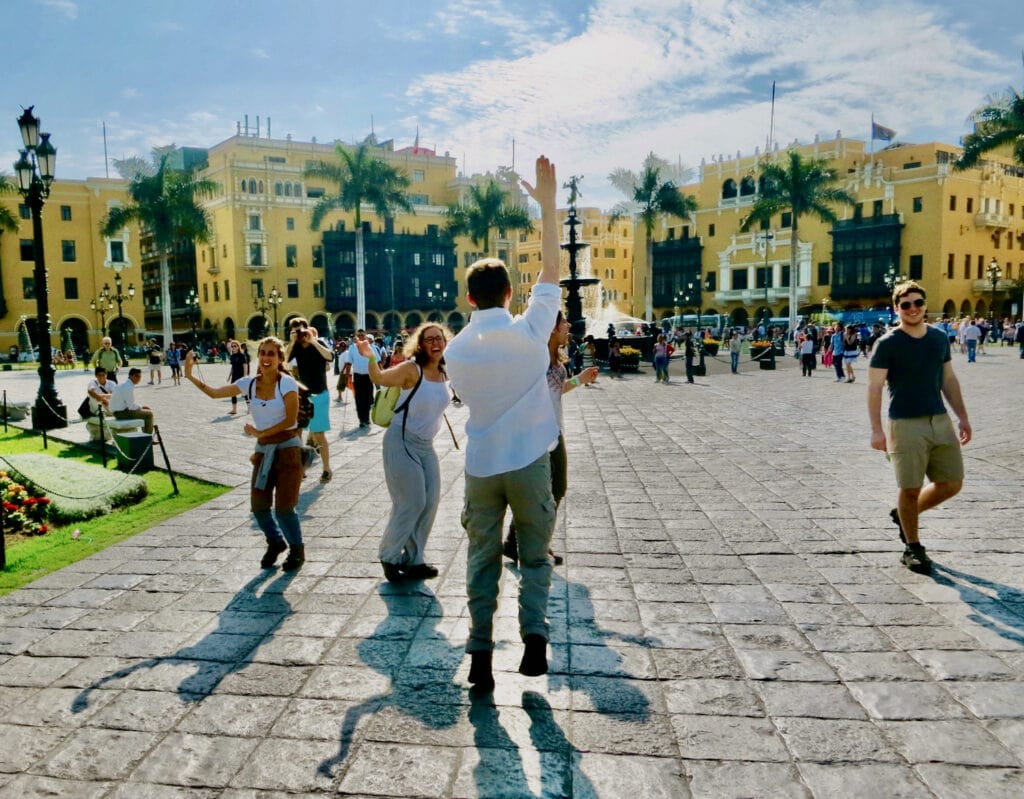 dancing in Plaza de Armas Lima Peru
