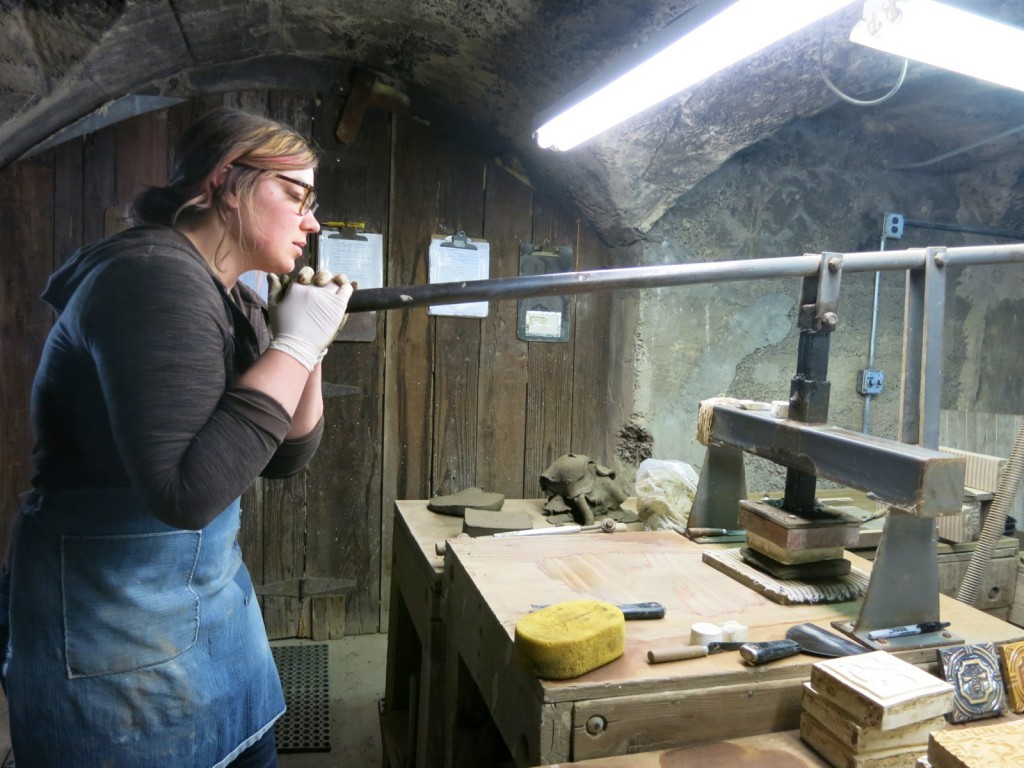 Hand pressed tile making at Moravian Tileworks, Doylestown PA