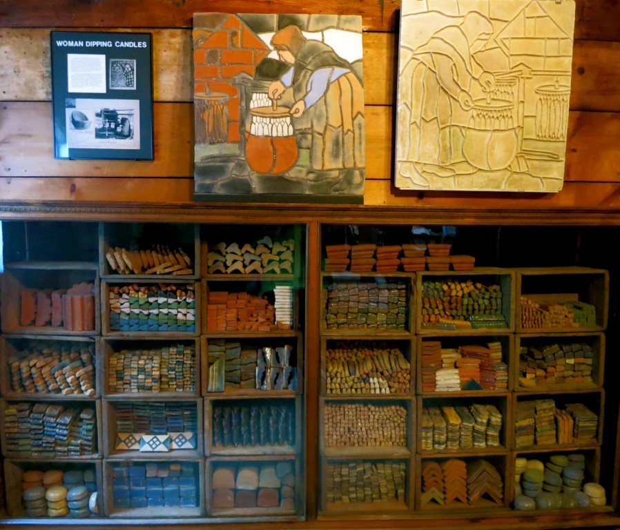 Moravian Tile Works pieces, Doylestown in Central Bucks County PA