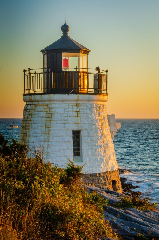 Lighthouse at Sunset - Castle Hill Inn 