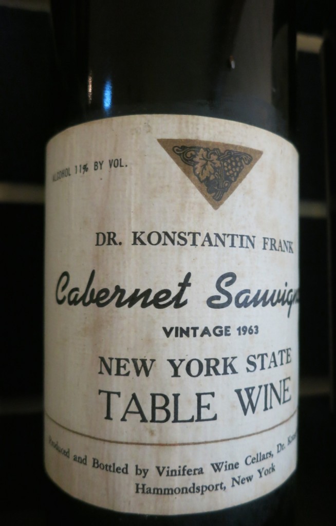 An Early Dr. Konstantin Frank Cabernet Sauvignon, 1963 Vintage owned by Jeff Ingersoll of McCorn Winery Lodging