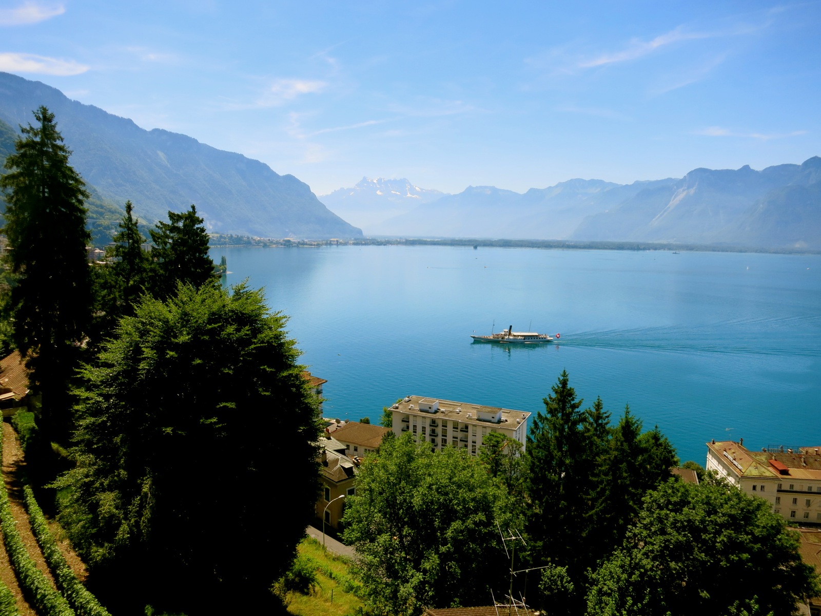 Lake Geneva View From Church Old Montreux