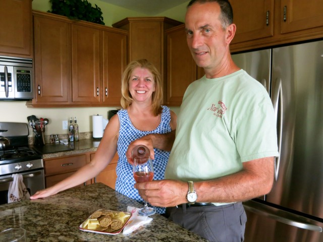 Preparing afternoon wine and cheese - Todd andPreparing afternoon wine and cheese - Todd and Dani Eichas, owners of New Vines B&B on Seneca Lake NY