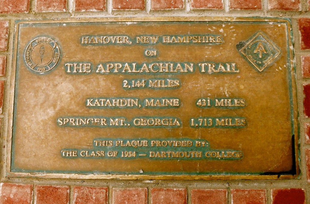 Appalachian Trail Plaque embedded in sidewalk outside the Hanover Inn, Hanover NH