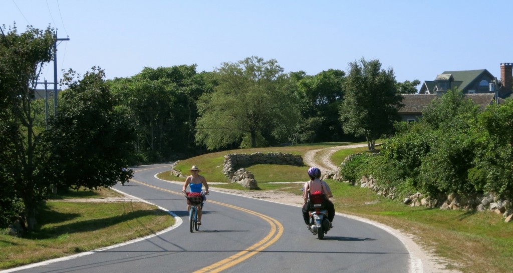 Cyclists on Block Island road RI
