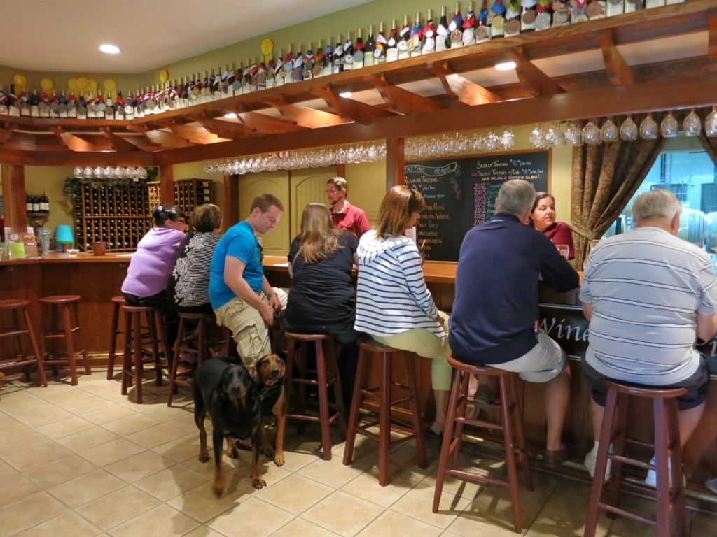 Dogs in Tasting Room at Keswick Vineyards