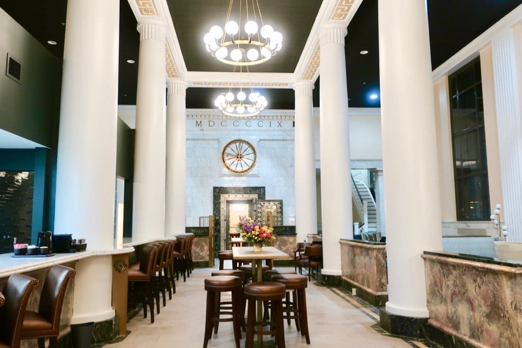 Stunning lobby of Liberty Trust Hotel Roanoke VA