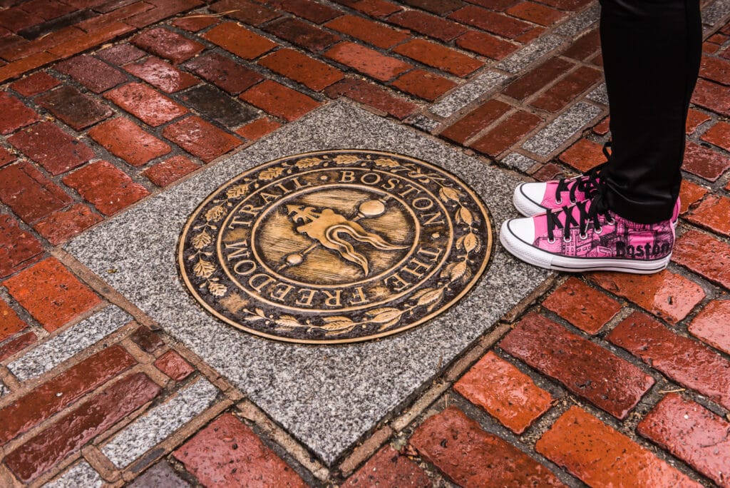 The Freedom Trail is a 2.5-mile-long path through downtown Boston, Massachusetts, that passes by 16 locations significant to the history of the United States.