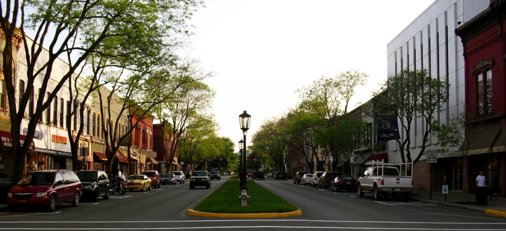 Wellsboro PA downtown at dusk