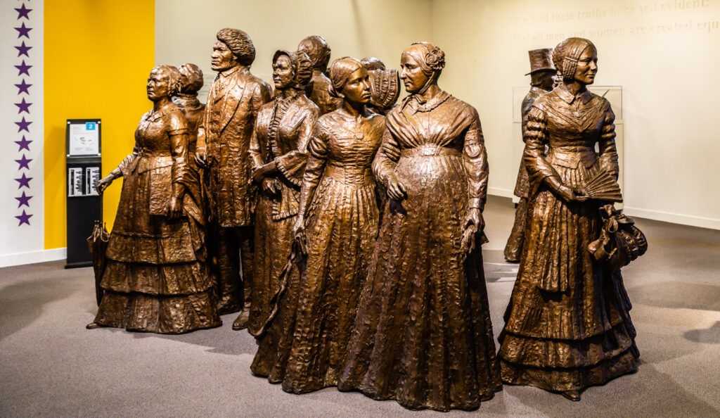 Suffragette statue at the Womens Rights National Historic Park.