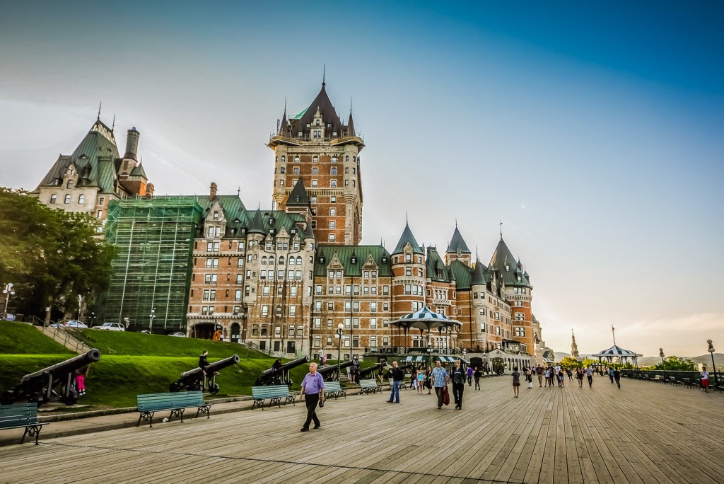 Facing Château Frontenac from Terrasse Dufferin, Quebec City's boardwalk.