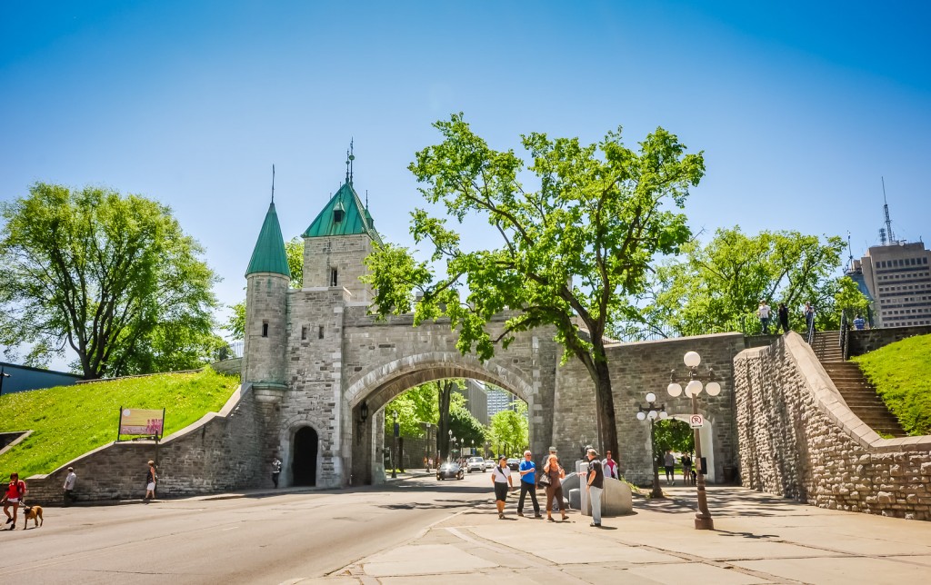 Quebec City ramparts on a sunny Spring day.