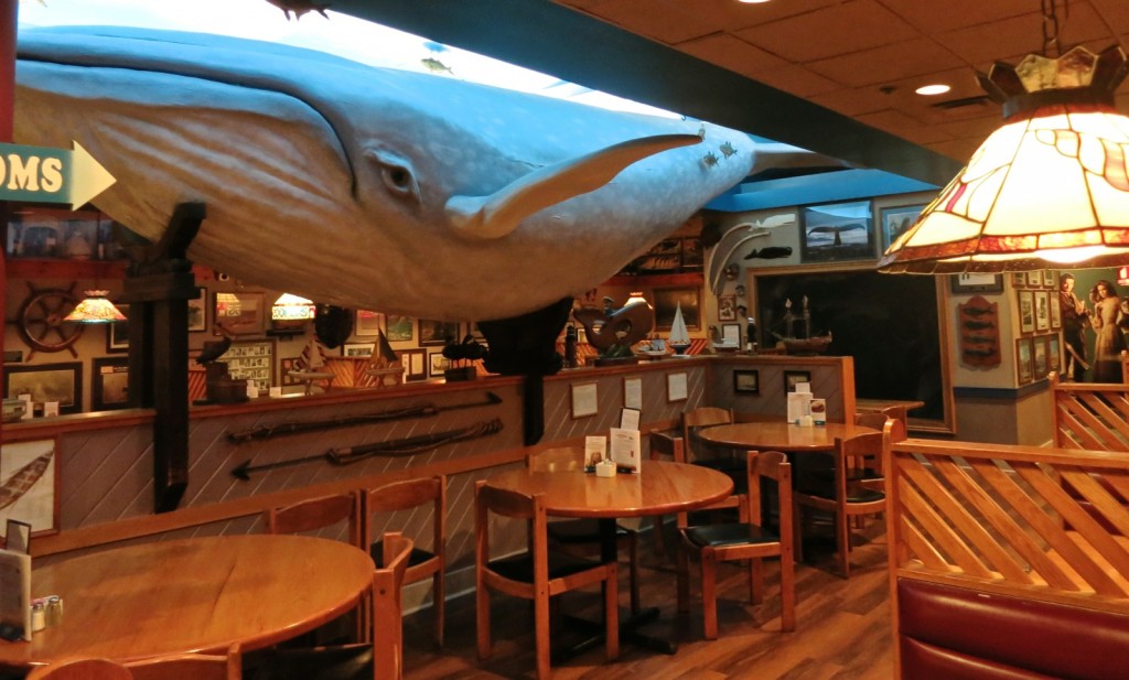 Blue Paper Mache Whale at Coopers Seafood Scranton