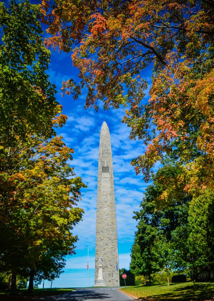 Fall foliage surrounds Bennington Battle Monument