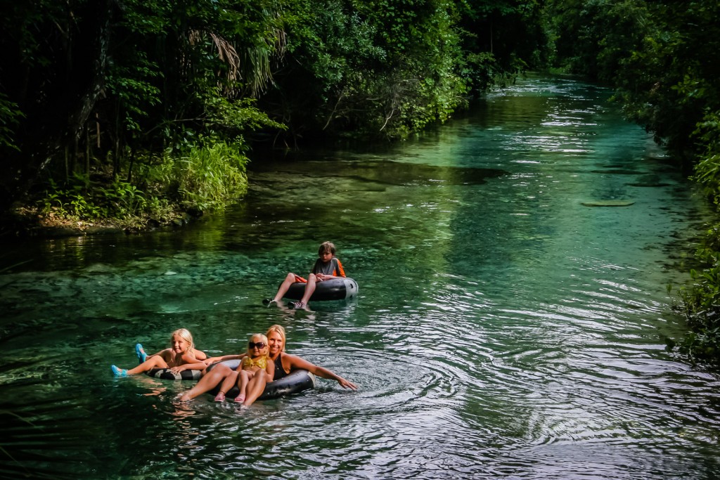 Tubing in the clear waters of Rock Springs Run of the Wekiva River, Florida.