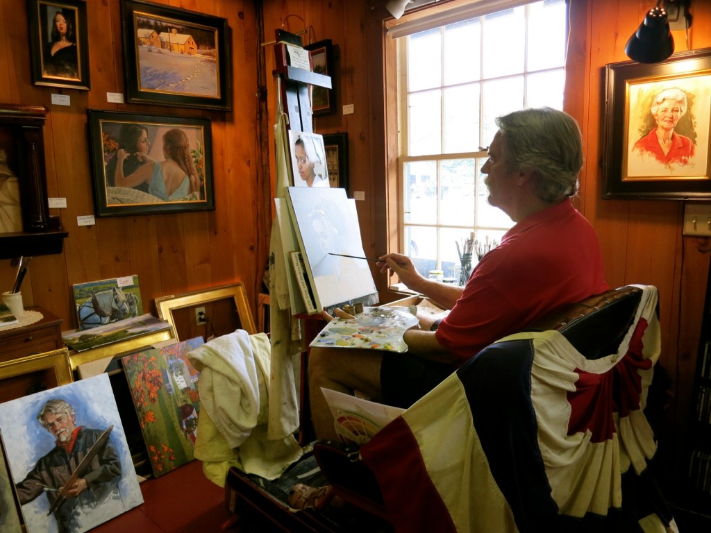 Artist Craig Pursely at his easel, Bath NH