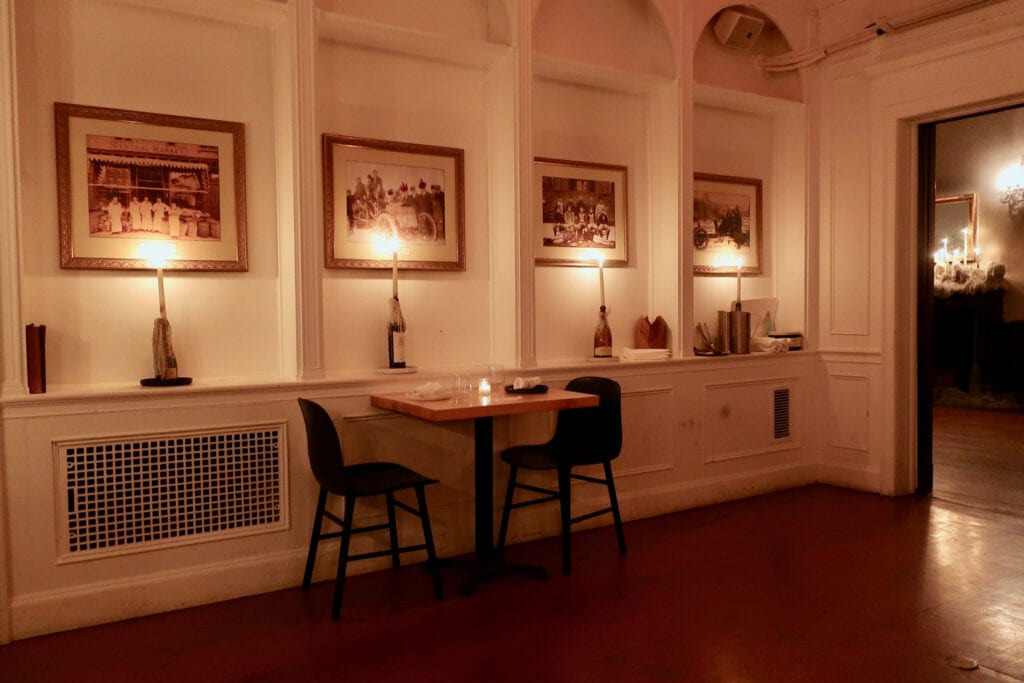 Old photos line the walls of Goosefeather Tarrytown House NY