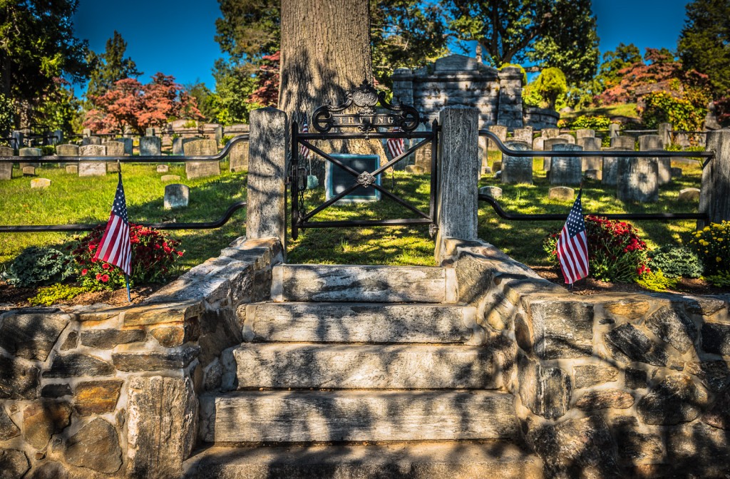 Entrance to Washington Irving gravesite at Sleepy Hollow Cemetery in Sleepy Hollow NY