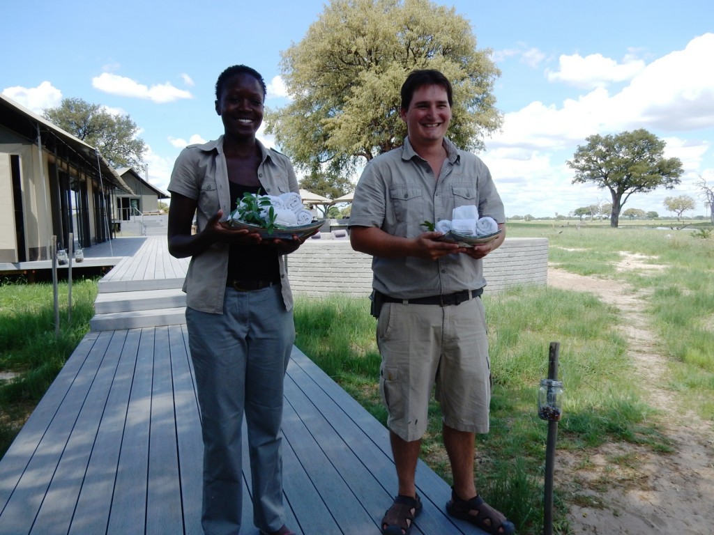 Cool towel welcome, Linkwasha Camp, Zimbabwe