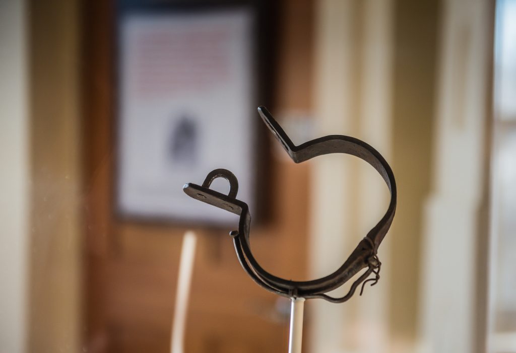 Black History In New York exhibit displays Slave Shackle - North Star Underground Railroad Museum - Ausable Chasm, NY