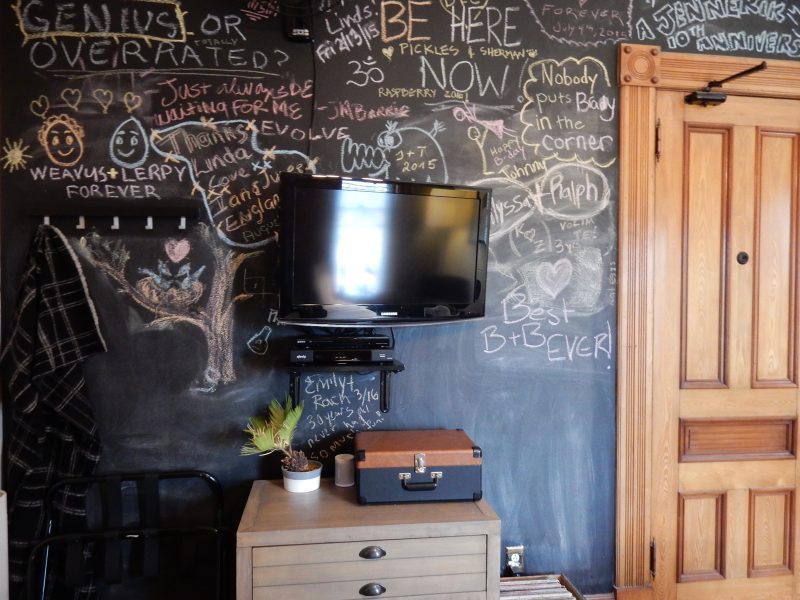 Blackboard walls in Guestrooms, Made Inn Vermont, Burlington VT