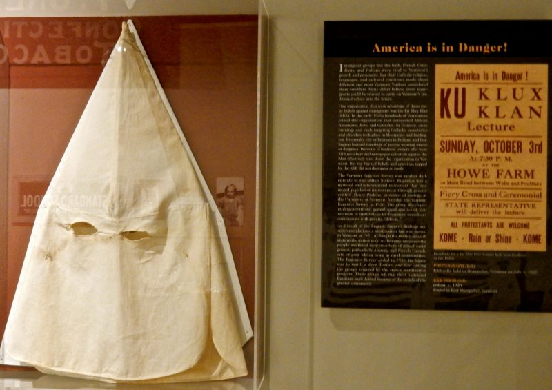 KKK Exhibit, Vermont History Museum, Montpelier VT