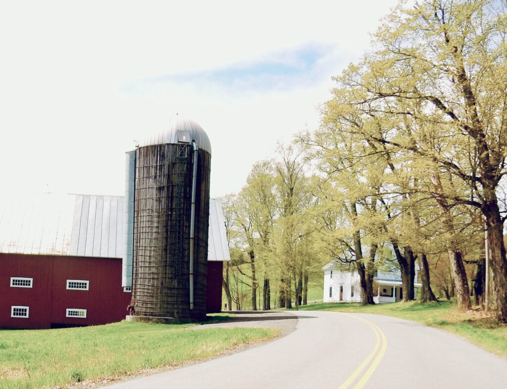 Rural road scene in Northeast Kingdom Vermont