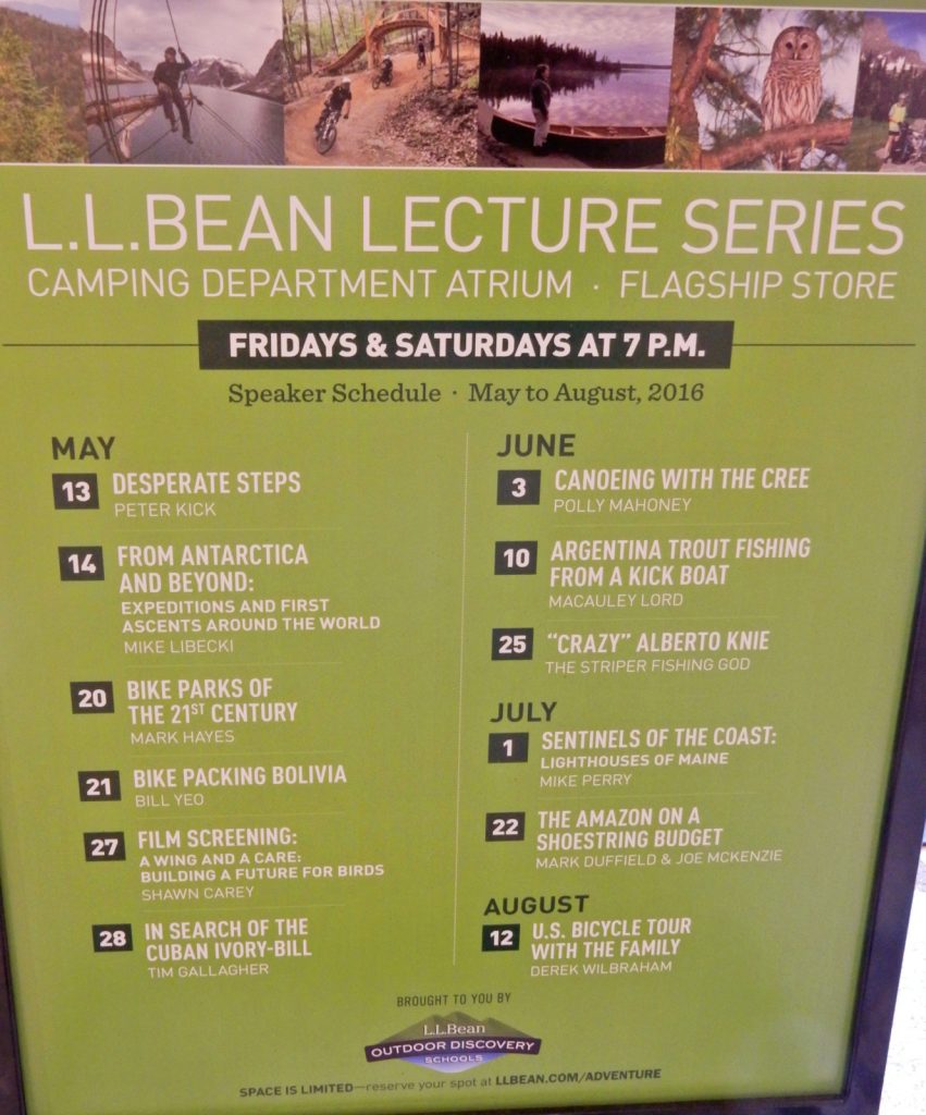 LL Bean Lecture Series, Freeport ME
