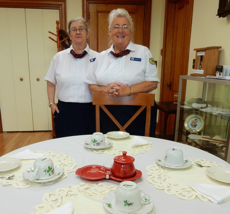 Carolyn Newman and Debbie Mitchell, docents, Tea With Eleanor, Campobello Island Canada