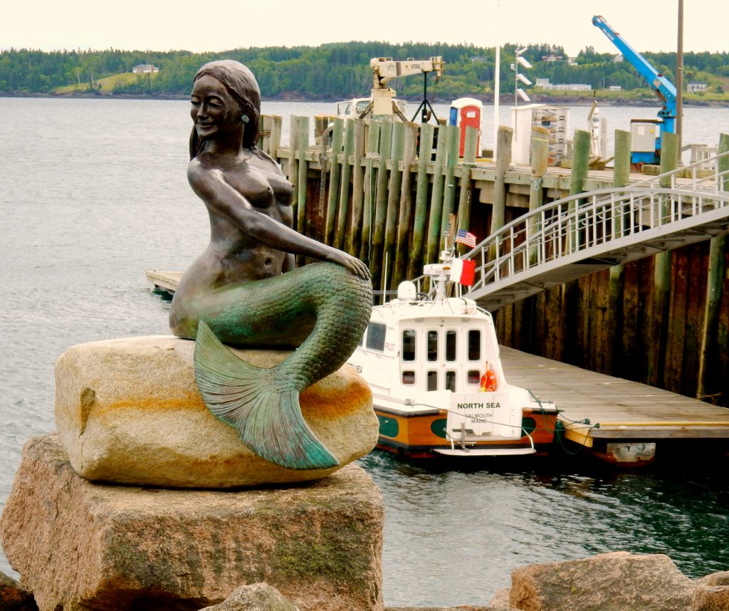 Shirtless Mermaid sculpture Eastpot Maine