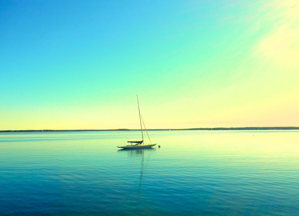 Sailboat off the North Fork of Long Island NY