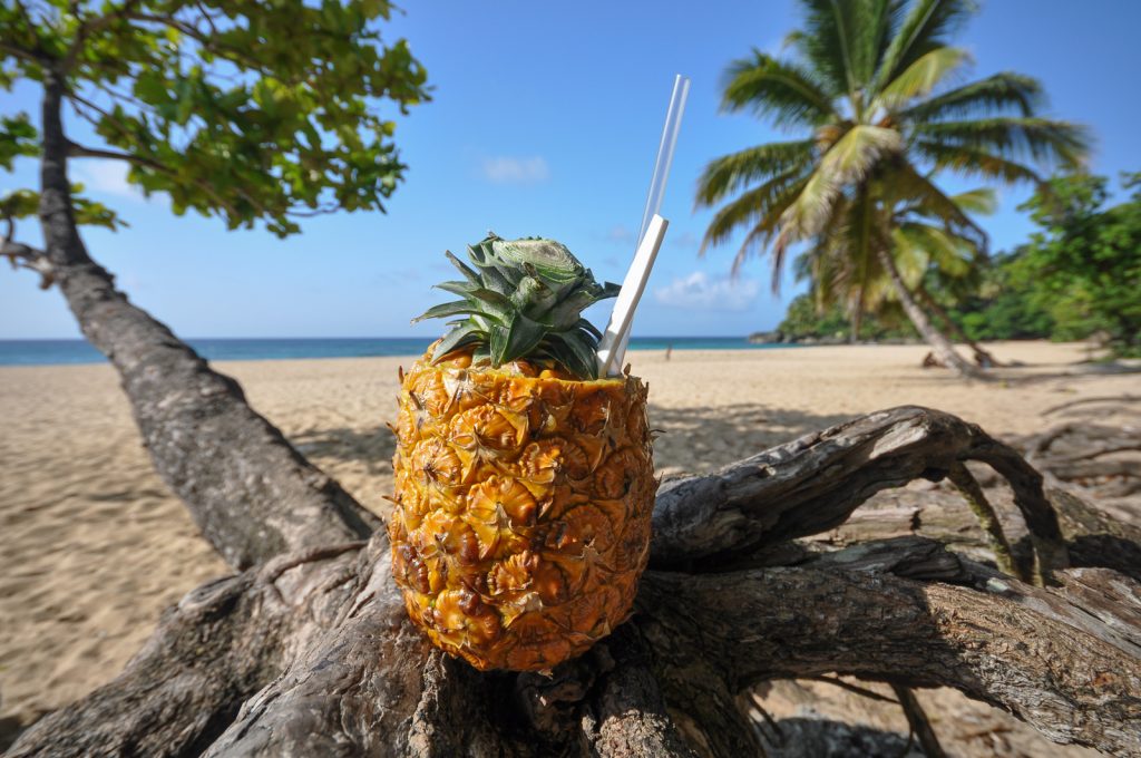 Pina Colada on Playa Grande Beach in Cabrera, Dominican Republic.