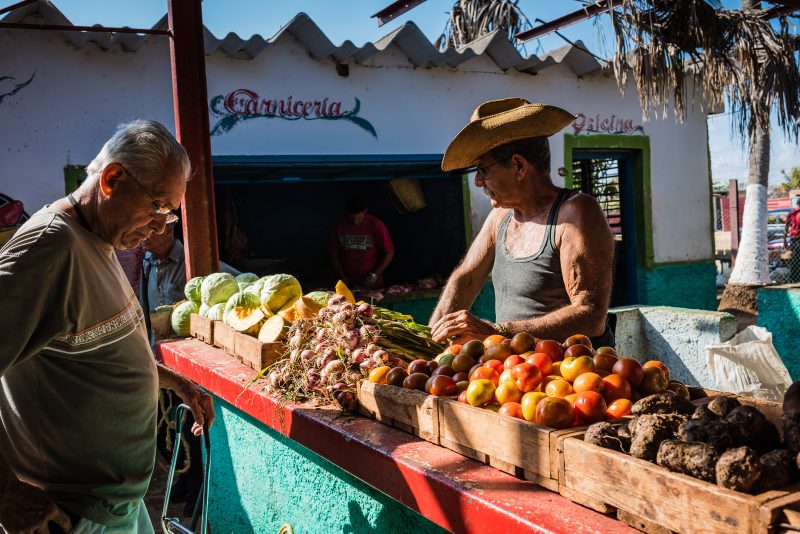 Produce stand at morning market in Varadero Cuba.